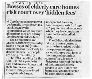 Bosses of elderly care homes risk court over 'hidden fees'