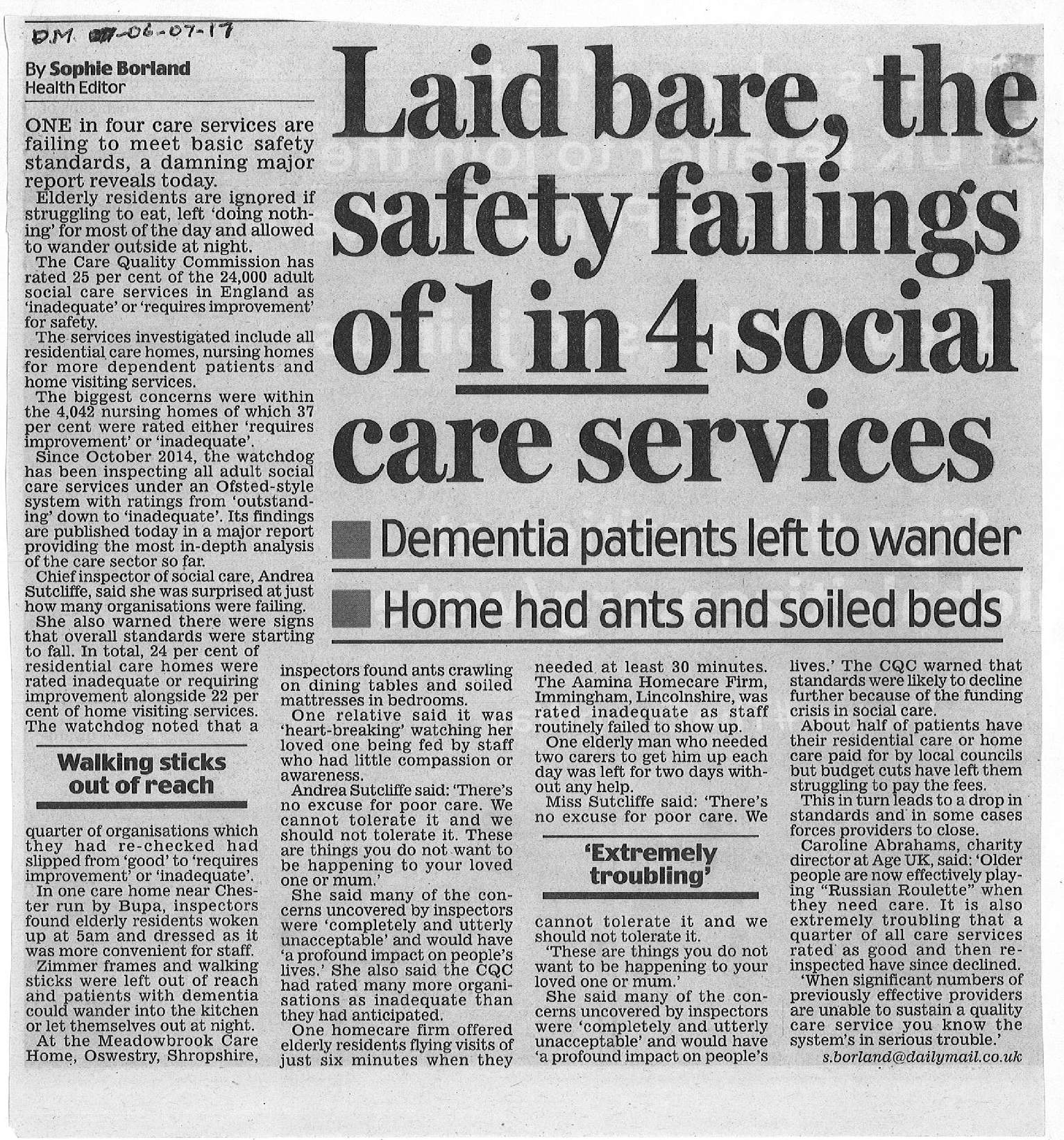 Laid bare, the safety failings on 1 in 4 social care services