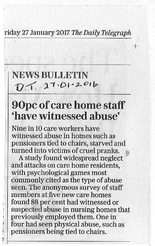 90pc of care home staff “Have witnessed abuse”