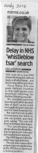 Delay in NHS 'whistleblow tsar' search