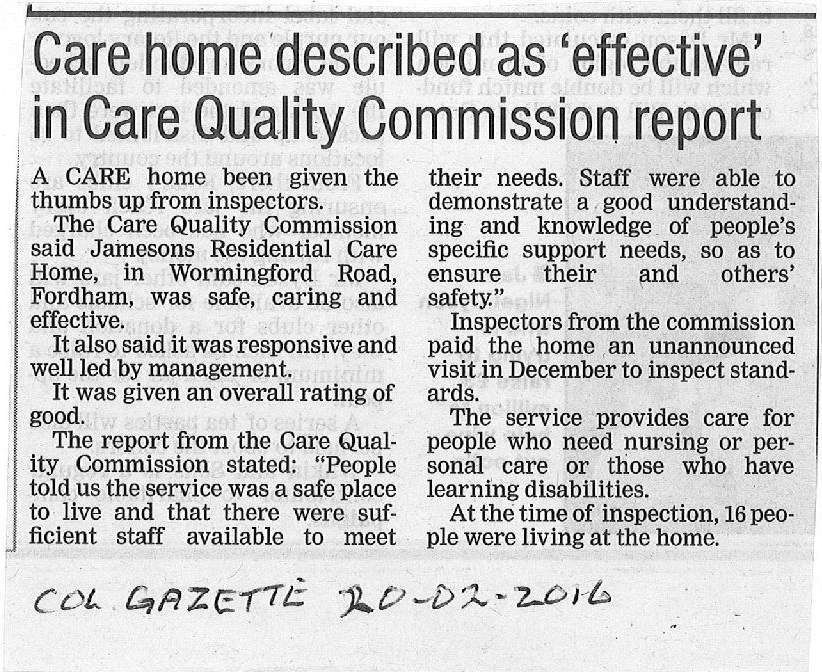 Care home described as 'effective' in Care Quality Commission report
